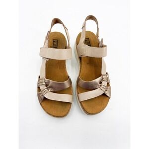 Pikolinos Palma Champagne Metallic Leather Wedge Sandals Womens 38 US 7.5-8